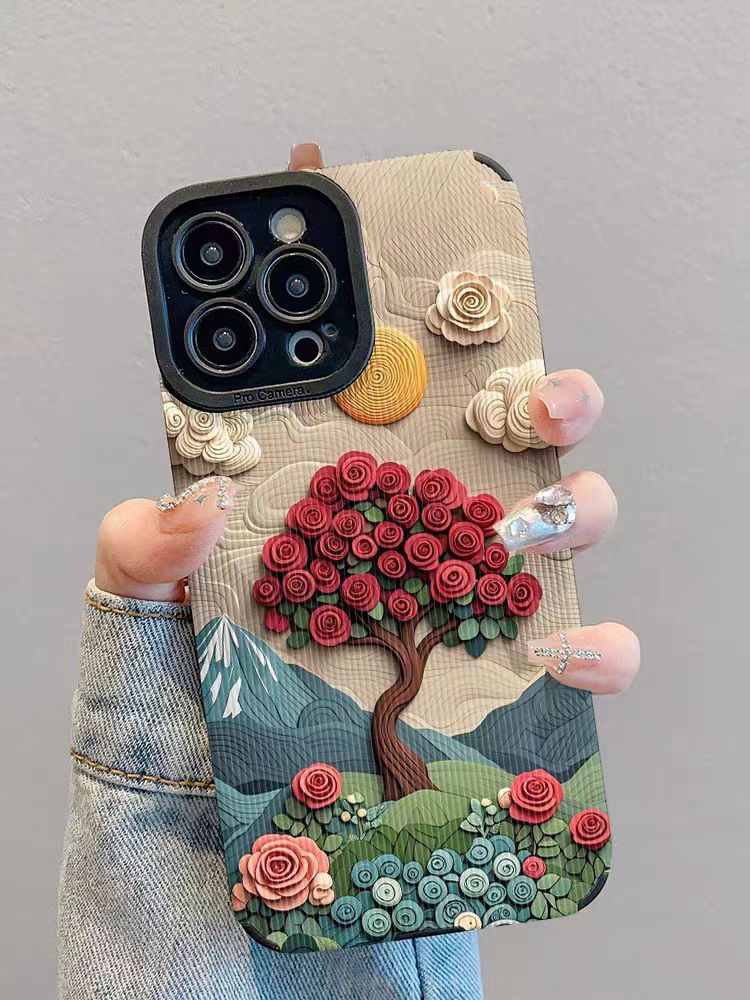Shockproof oil painting style soft Phone Case for iPhone 16/15/14