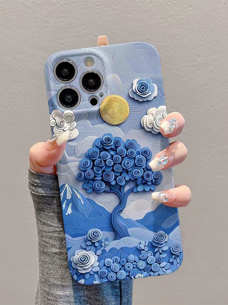 Shockproof oil painting style soft Phone Case for iPhone 16/15/14