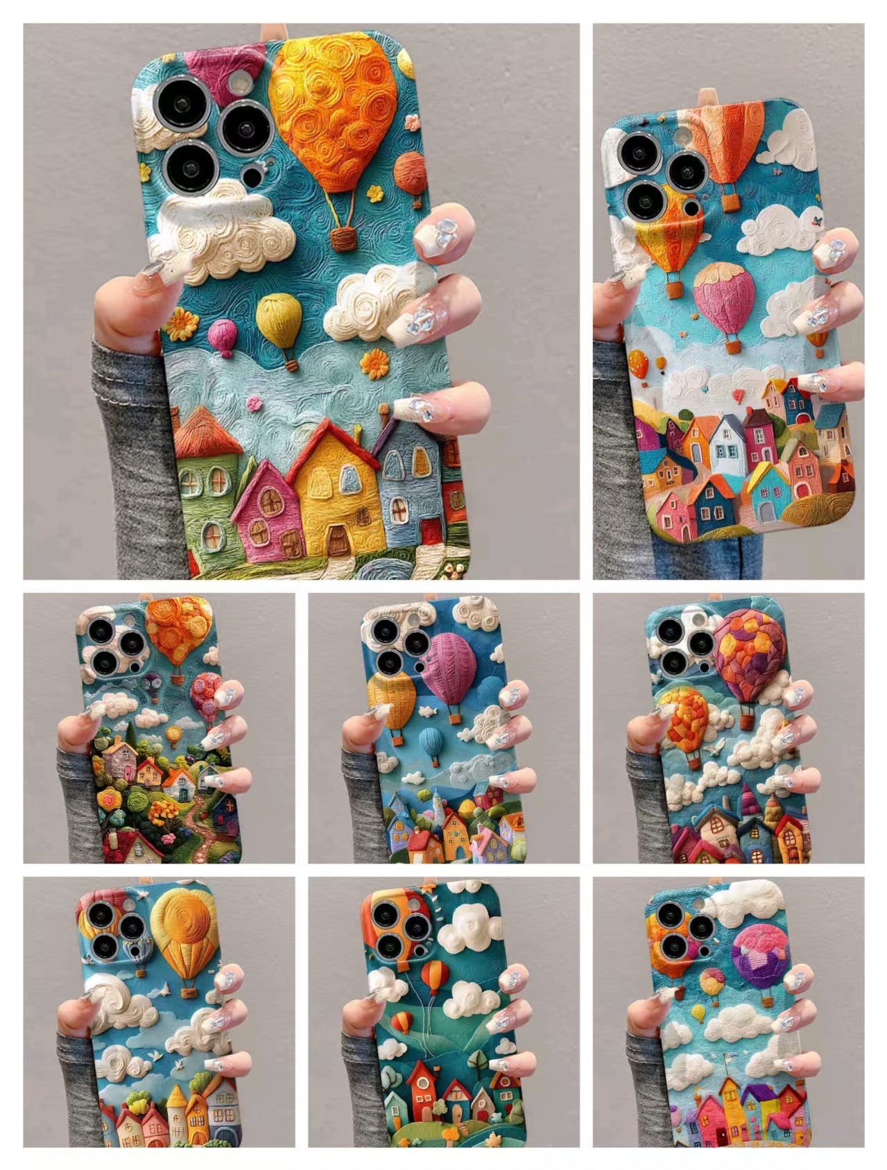 Shockproof oil painting style kawaii Phone Case for iPhone 16/15