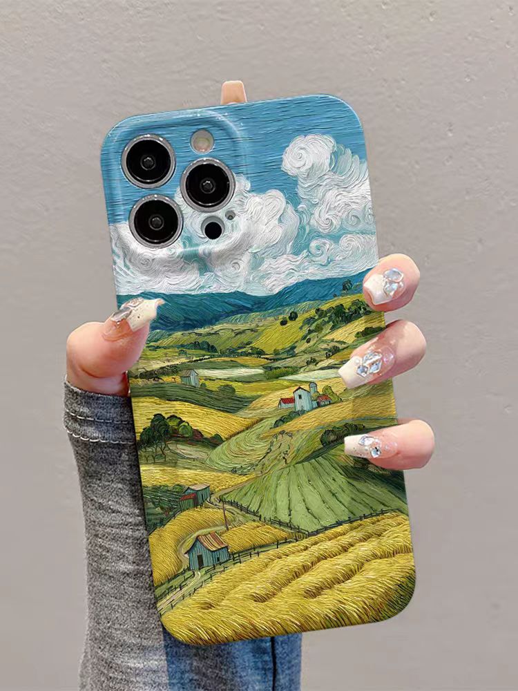 Shockproof oil painting style kawaii Phone Case for iPhone 16/15/14