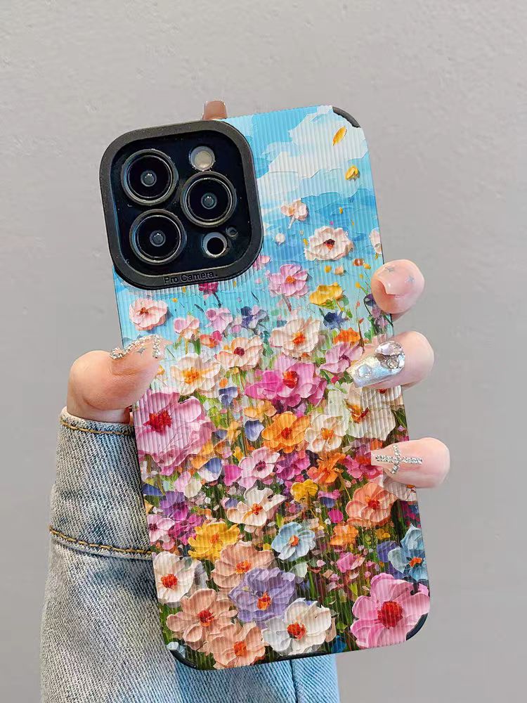 Shockproof oil painting style kawaii Phone Case for iPhone 16/15/14