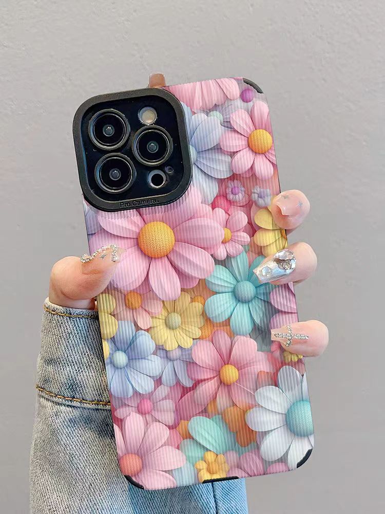 Shockproof oil painting style kawaii Phone Case for iPhone 16/15/14