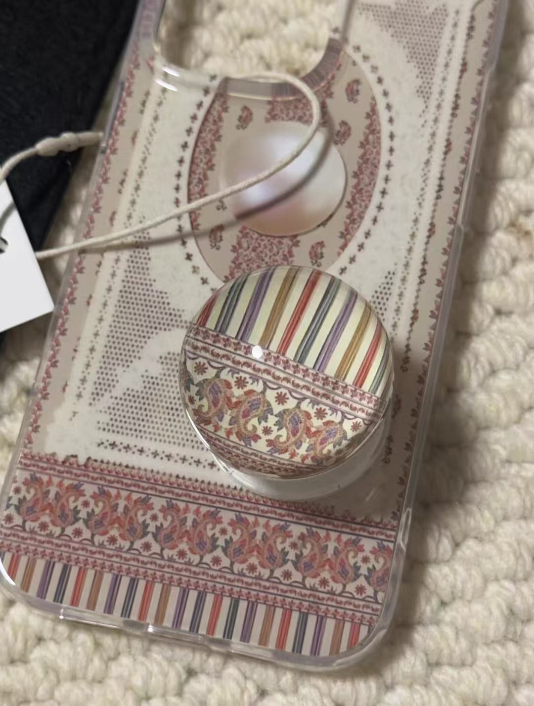 Shockproof Retro Lace Pearl Phone case + bracket for iPhone 16/15/14/13