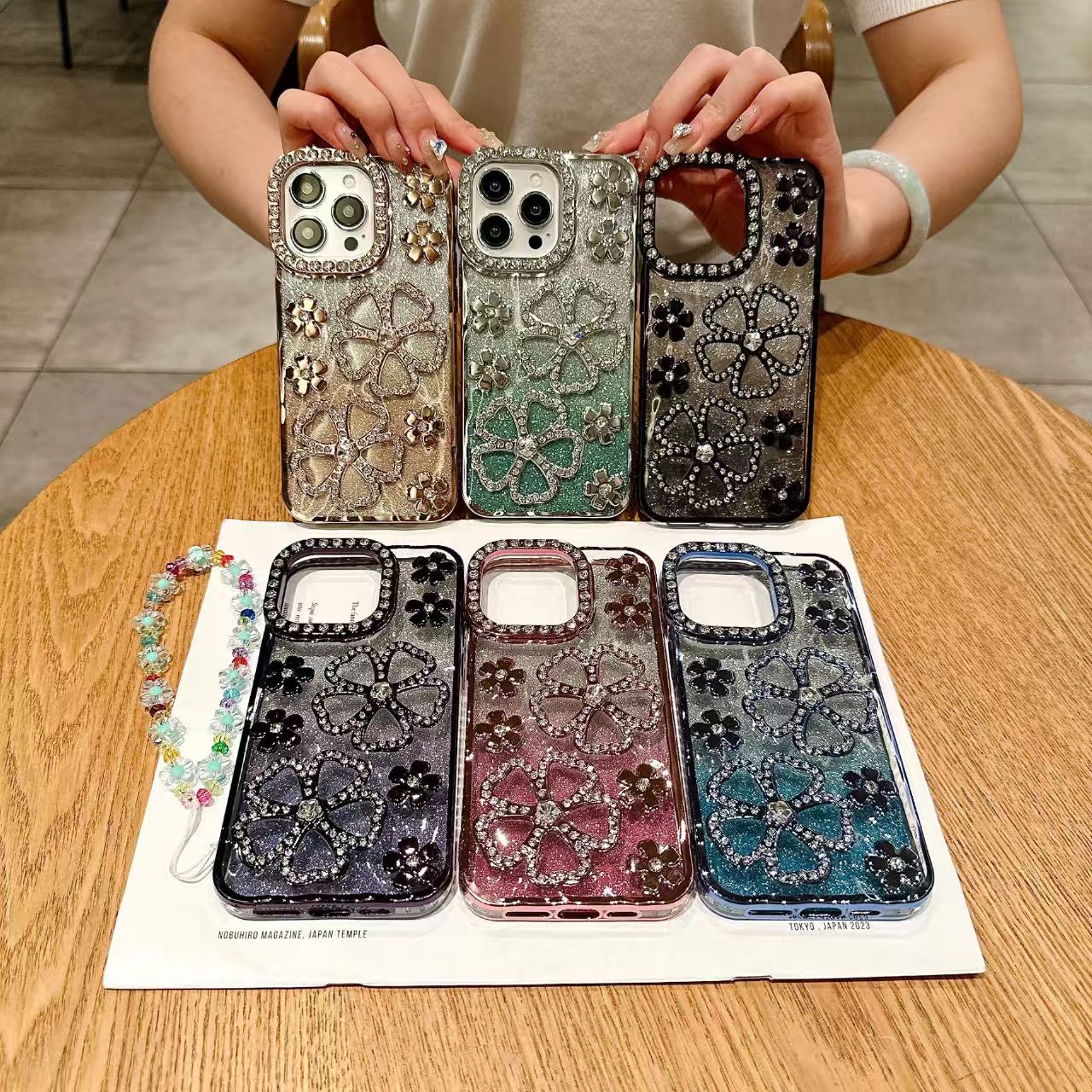 Shockproof TPU material shining diamond transparent soft phone case for iPhone 16/15/14/13