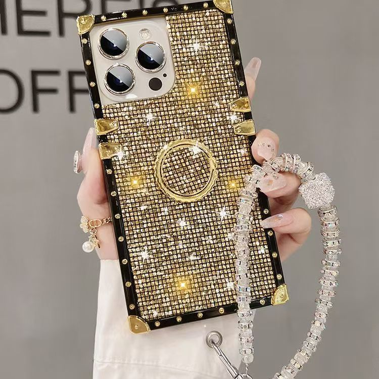 Shockproof shining diamond Phone Holder Phone Chain phone case for iPhone 16/15/14/13/12/11