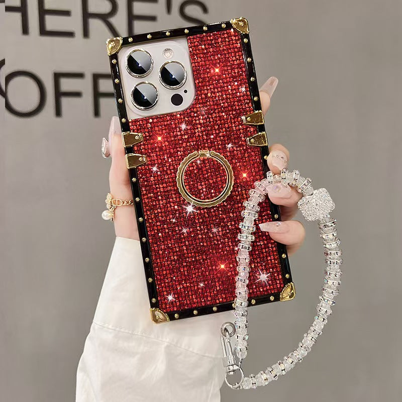 Shockproof shining diamond Phone Holder Phone Chain phone case for iPhone 16/15/14/13/12/11