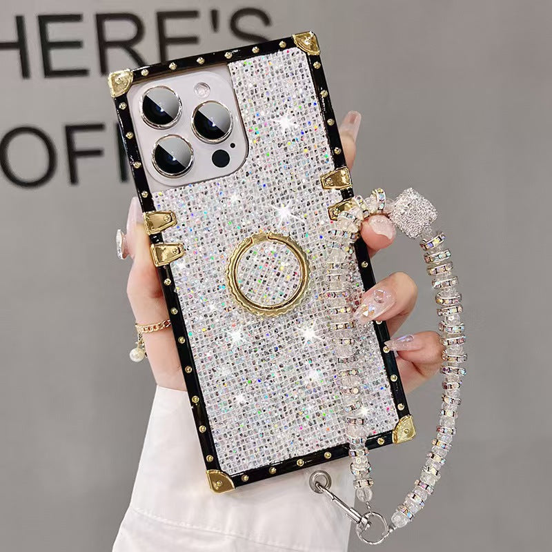 Shockproof shining diamond Phone Holder Phone Chain phone case for iPhone 16/15/14/13/12/11