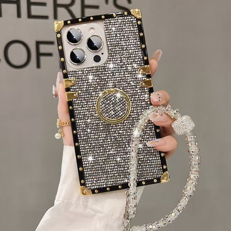 Shockproof shining diamond Phone Holder Phone Chain phone case for iPhone 16/15/14/13/12/11