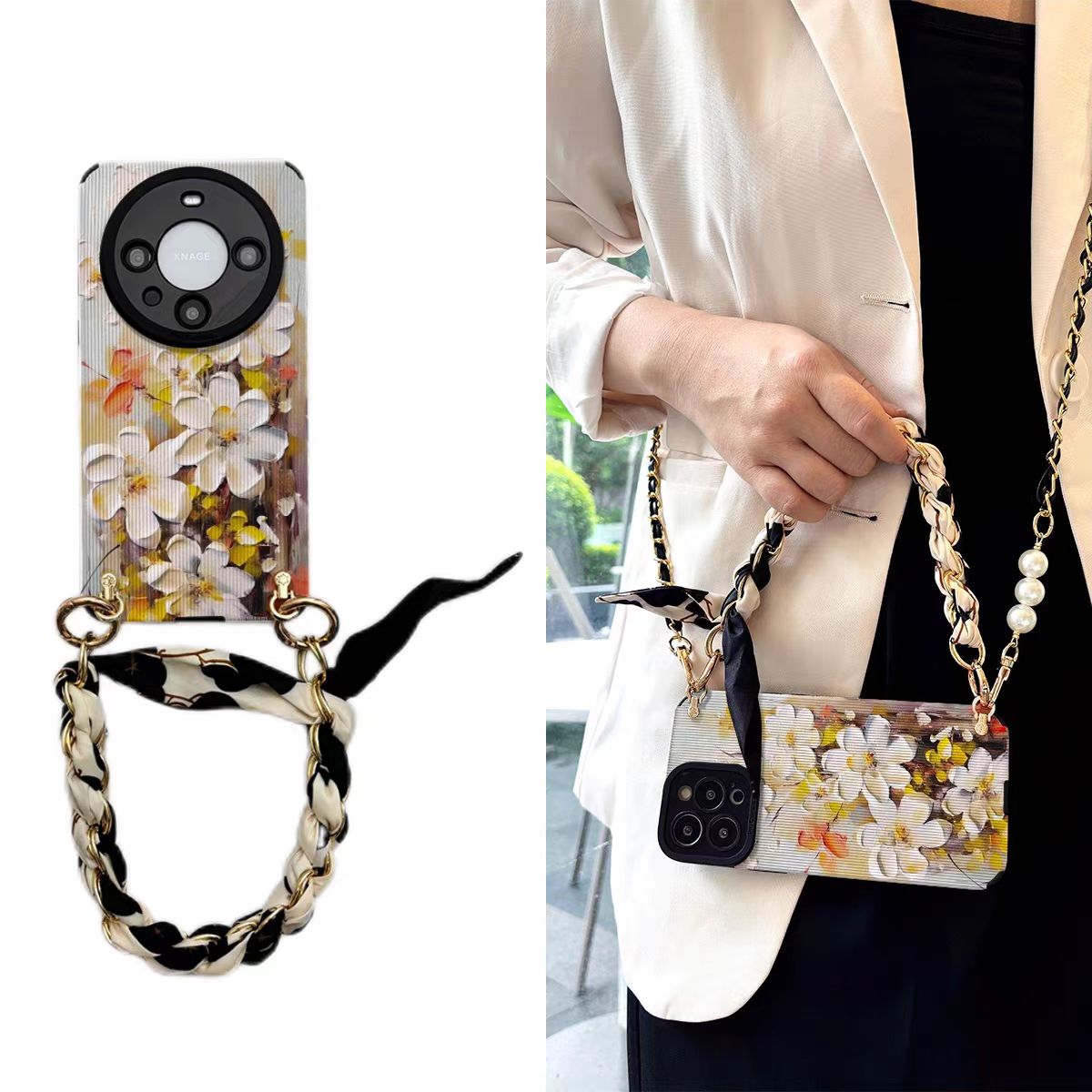 Shockproof Scarves Phone Chain Crossbody long chain Phone Case for iPhone 16/15/14/13