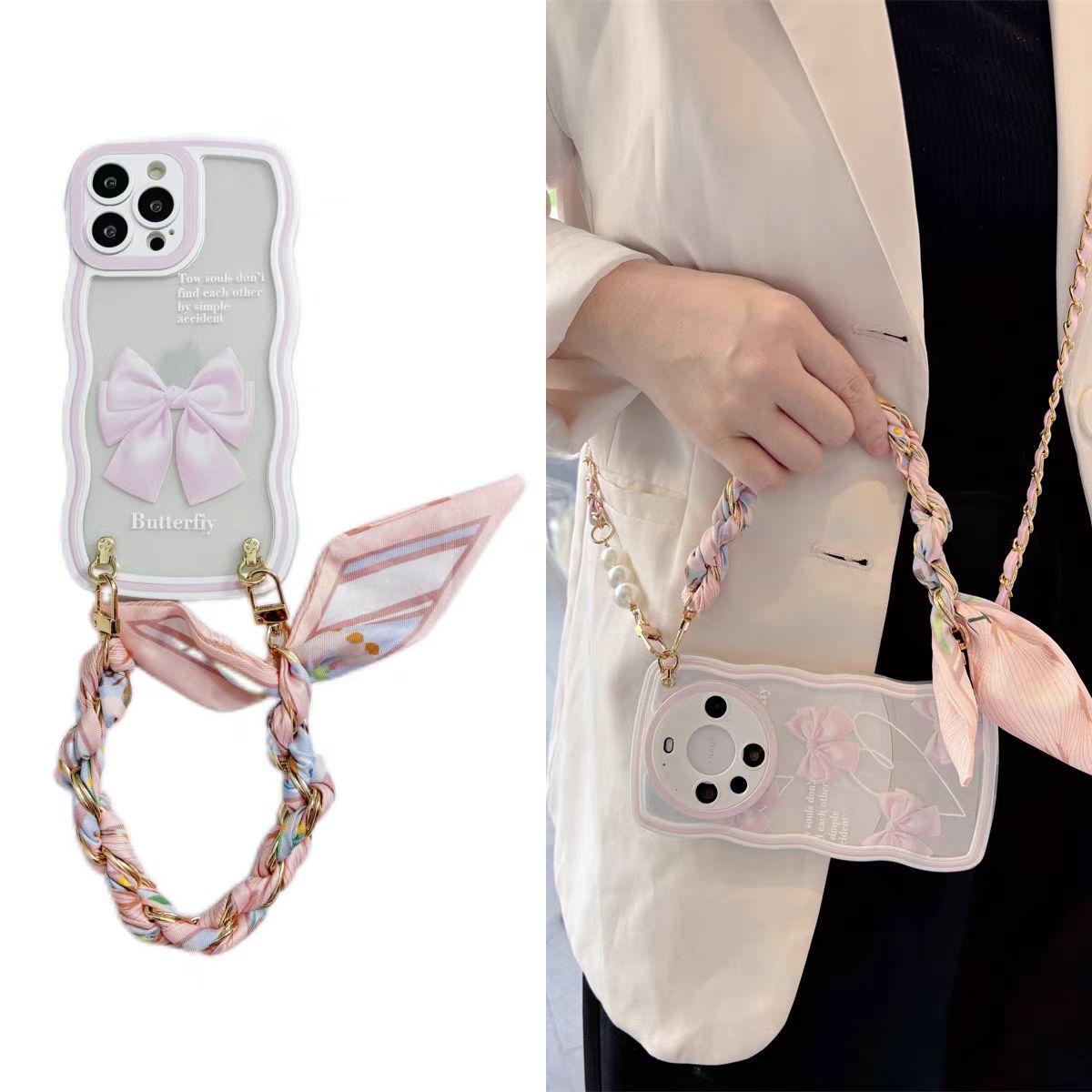 Shockproof Scarves Phone Chain Crossbody long chain Phone Case for iPhone 16/15/14/13