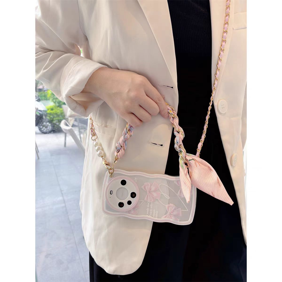 Shockproof Scarves Phone Chain Crossbody long chain Phone Case for iPhone 16/15/14/13
