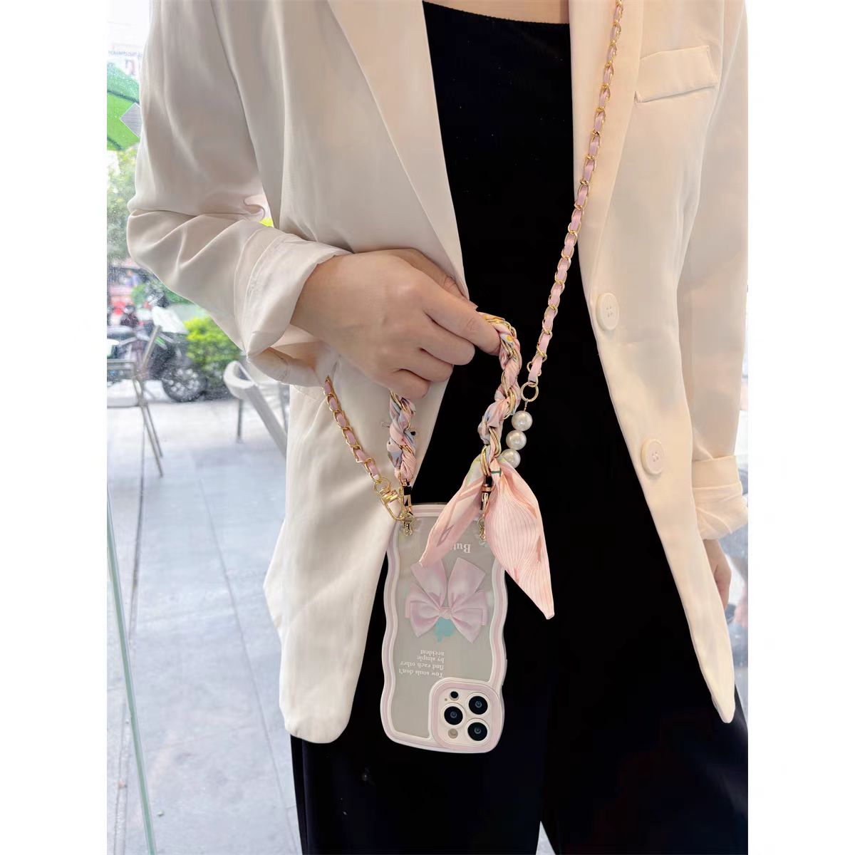 Shockproof Scarves Phone Chain Crossbody long chain Phone Case for iPhone 16/15/14/13