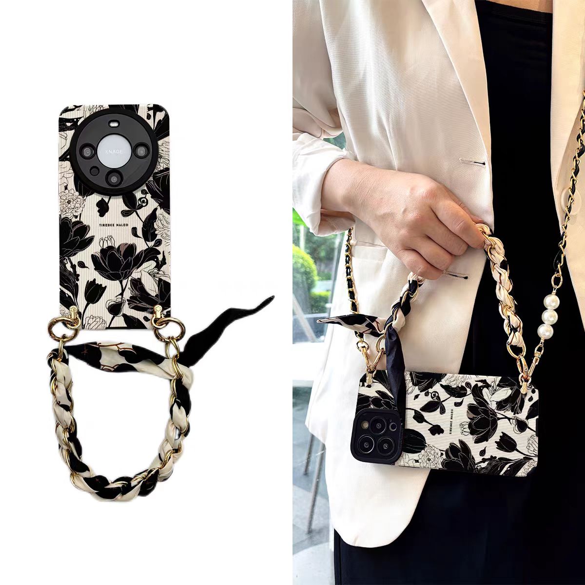 Shockproof Scarves Phone Chain Crossbody long chain Phone Case for iPhone 16/15/14/13