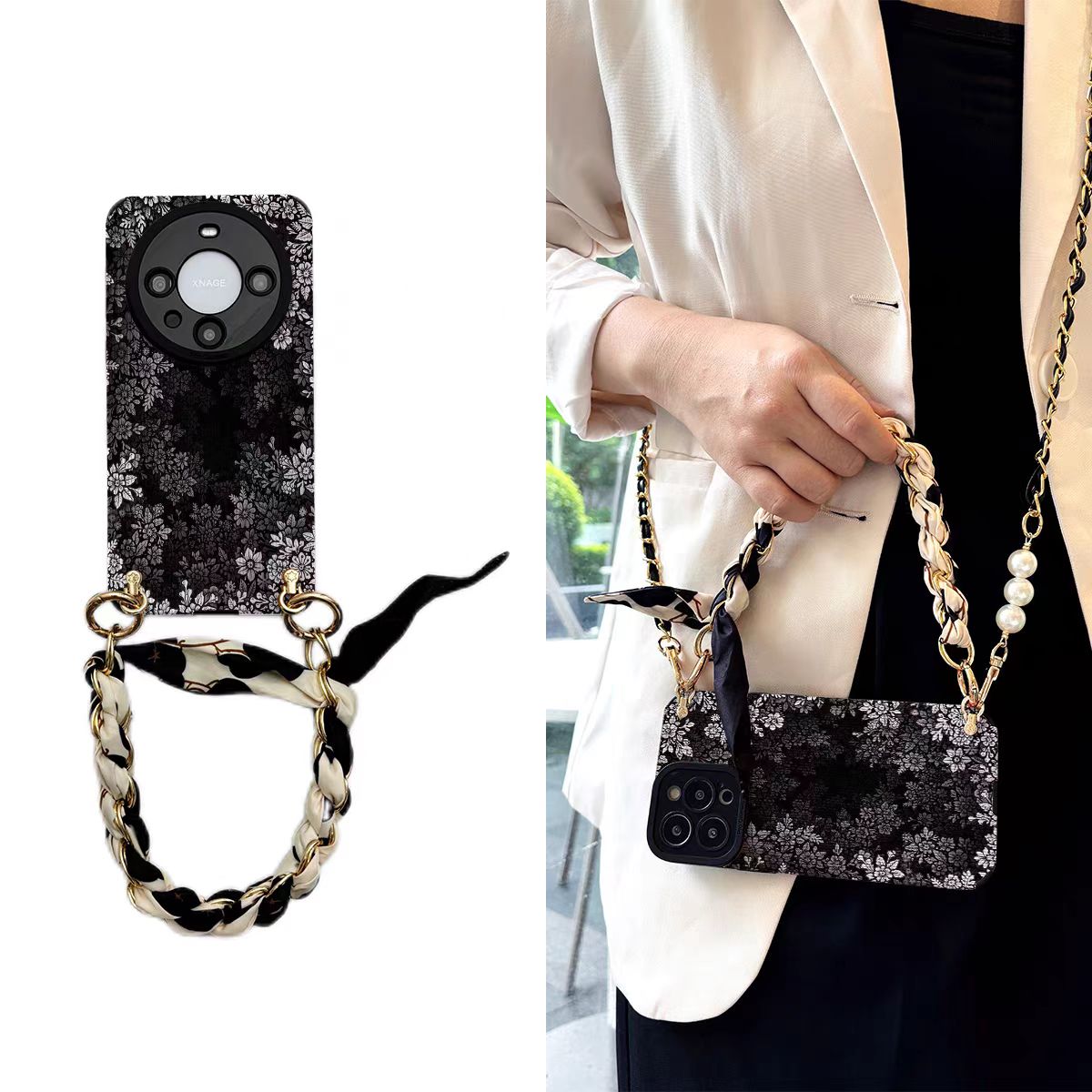 Shockproof Scarves Phone Chain Crossbody long chain Phone Case for iPhone 16/15/14/13