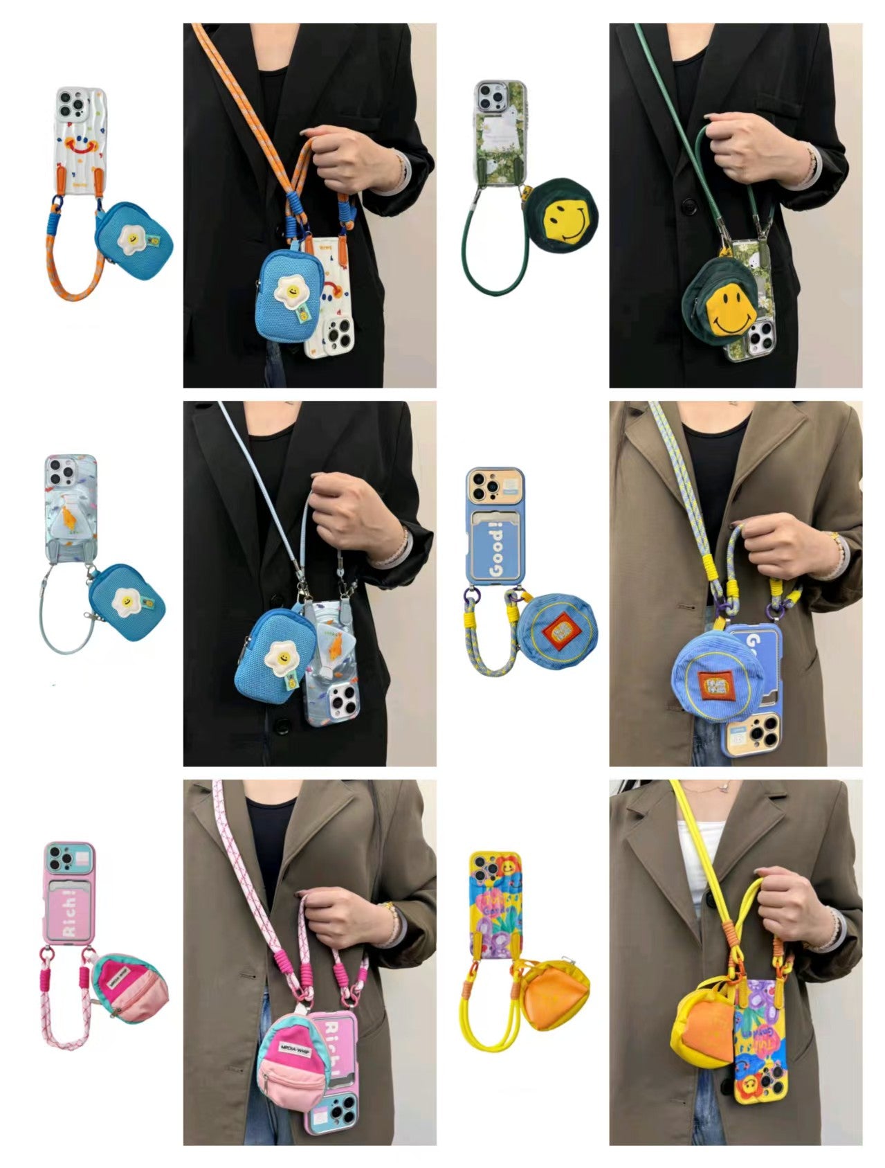 Shockproof Phone Chain Crossbody long chain with small bag Phone Case for iPhone 16/15/14