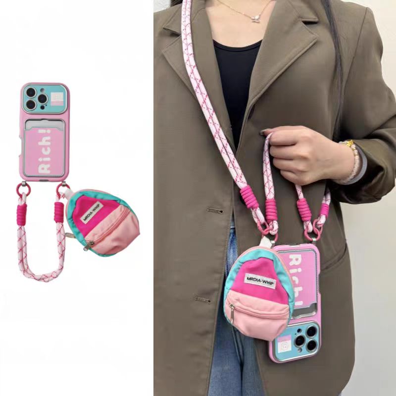 Shockproof Phone Chain Crossbody long chain with small bag Phone Case for iPhone 16/15/14