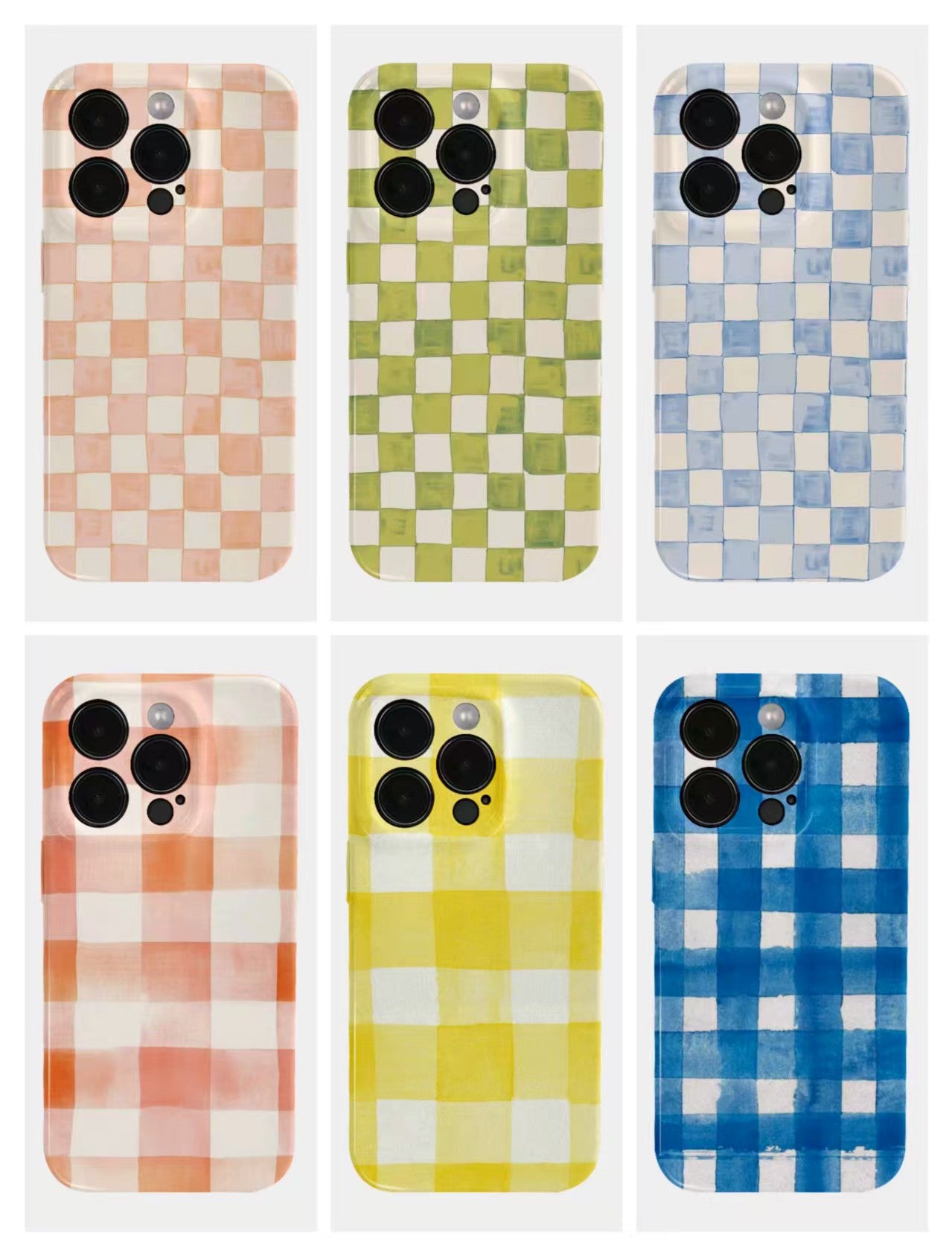 Shockproof Film material Plaid pattern soft Phone Case for iPhone 16/15/14/13
