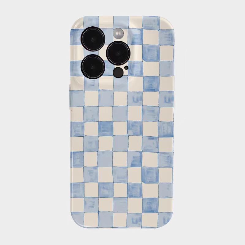 Shockproof Film material Plaid pattern soft Phone Case for iPhone 16/15/14/13
