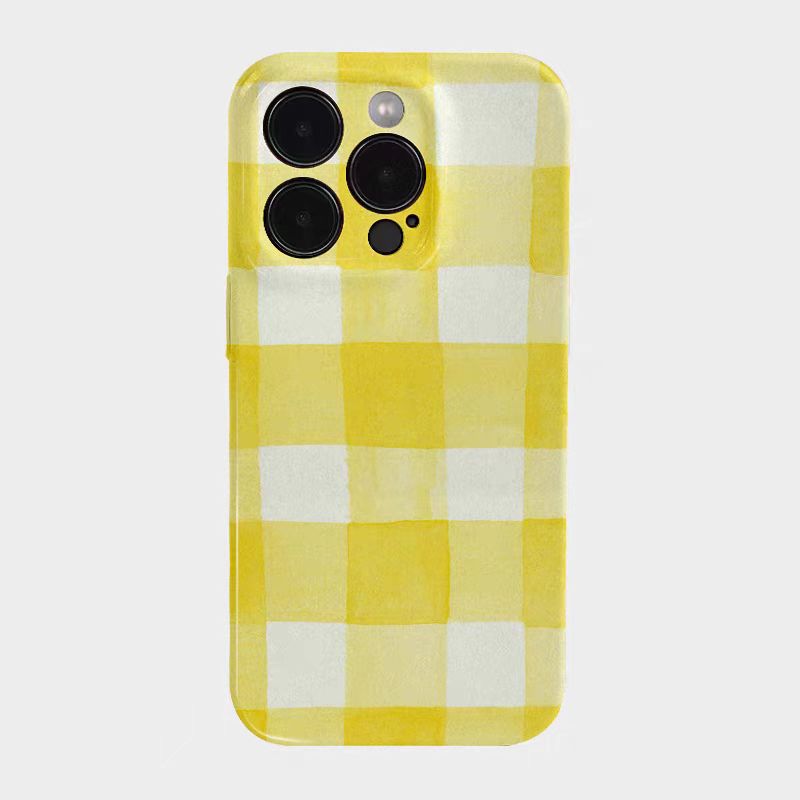 Shockproof Film material Plaid pattern soft Phone Case for iPhone 16/15/14/13