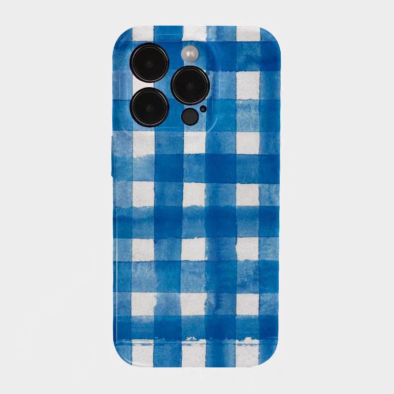 Shockproof Film material Plaid pattern soft Phone Case for iPhone 16/15/14/13