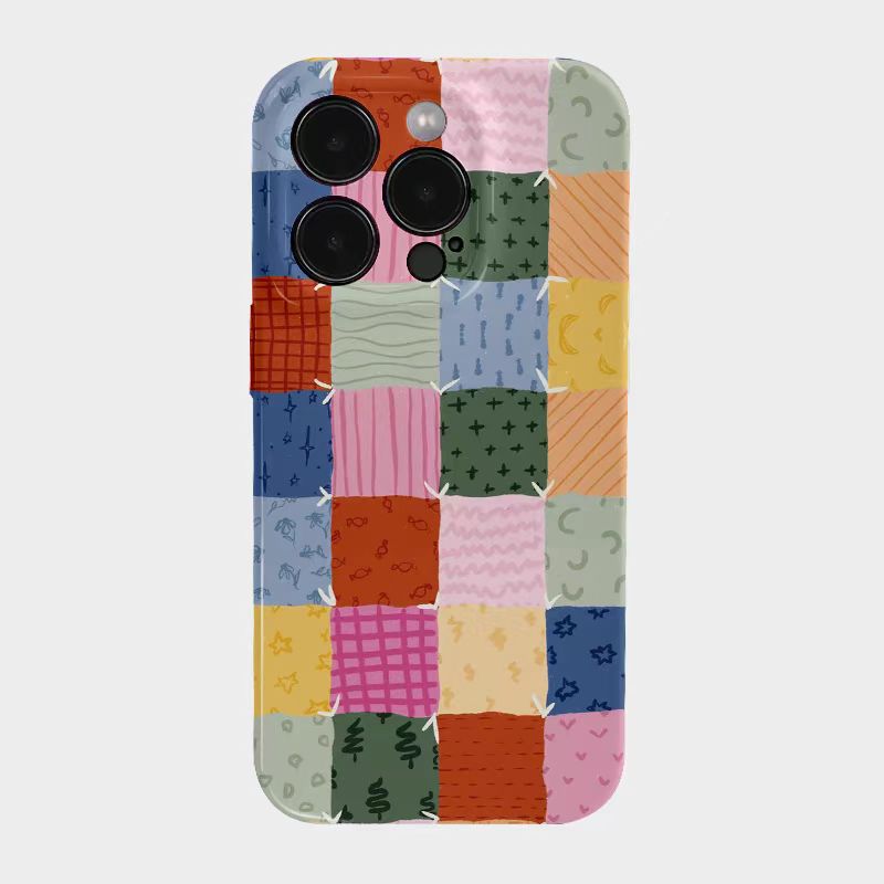 Shockproof Film material Plaid pattern soft Phone Case for iPhone 16/15/14/13