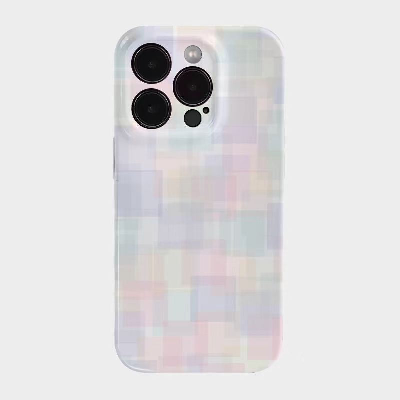 Shockproof Film material Plaid pattern soft Phone Case for iPhone 16/15/14/13