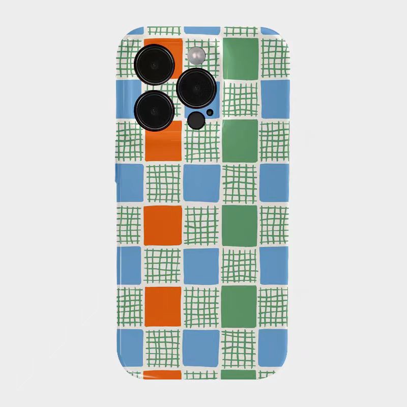 Shockproof Film material Plaid pattern soft Phone Case for iPhone 16/15/14/13