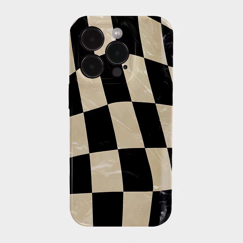 Shockproof Film material Plaid pattern soft Phone Case for iPhone 16/15/14/13
