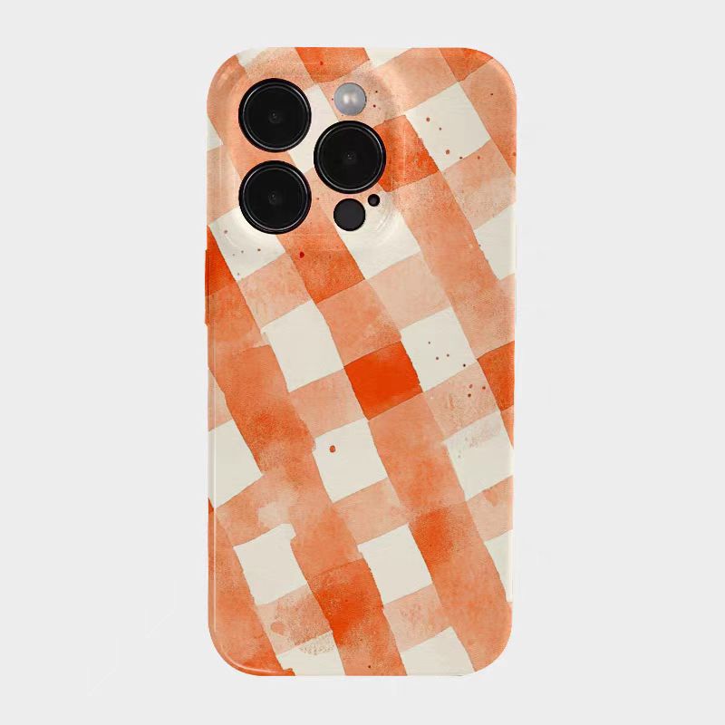 Shockproof Film material Plaid pattern soft Phone Case for iPhone 16/15/14/13