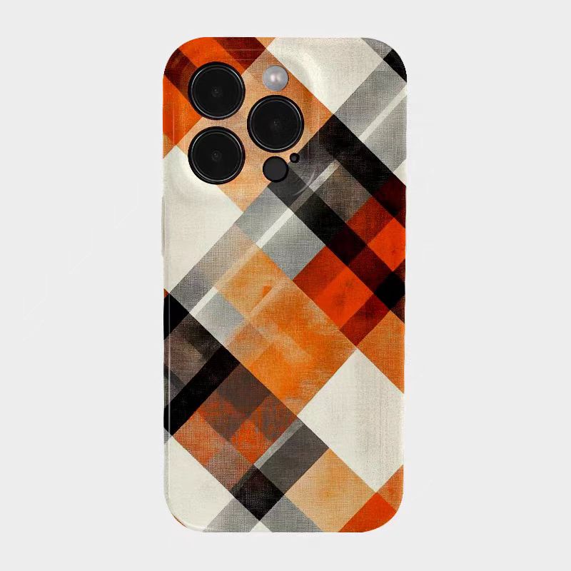 Shockproof Film material Plaid pattern soft Phone Case for iPhone 16/15/14/13