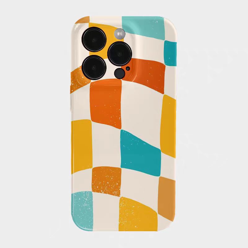 Shockproof Film material Plaid pattern soft Phone Case for iPhone 16/15/14/13
