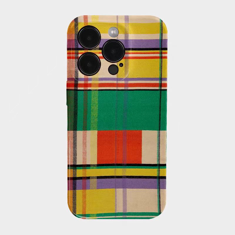 Shockproof Film material Plaid pattern soft Phone Case for iPhone 16/15/14/13