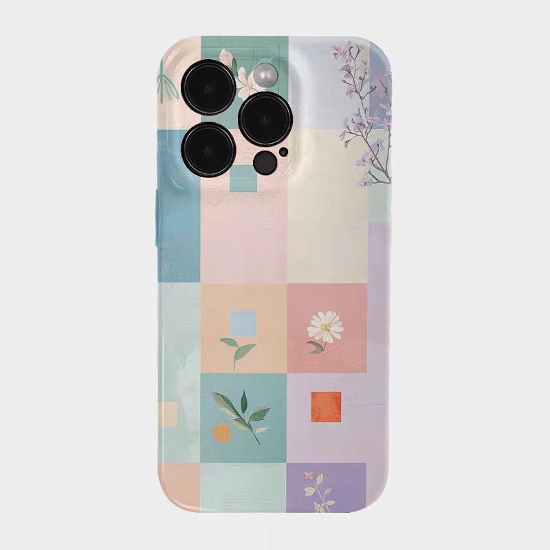 Shockproof Film material Plaid pattern soft Phone Case for iPhone 16/15/14/13