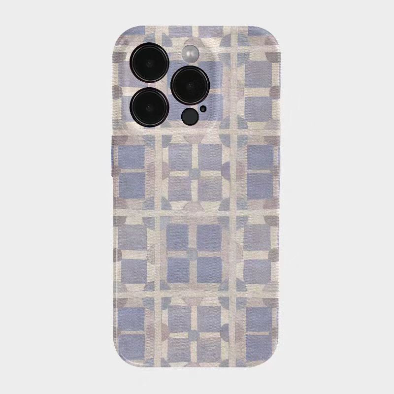 Shockproof Film material Plaid pattern soft Phone Case for iPhone 16/15/14/13