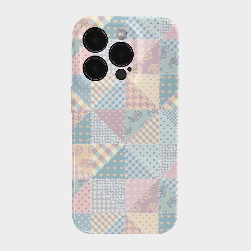 Shockproof Film material Plaid pattern soft Phone Case for iPhone 16/15/14/13