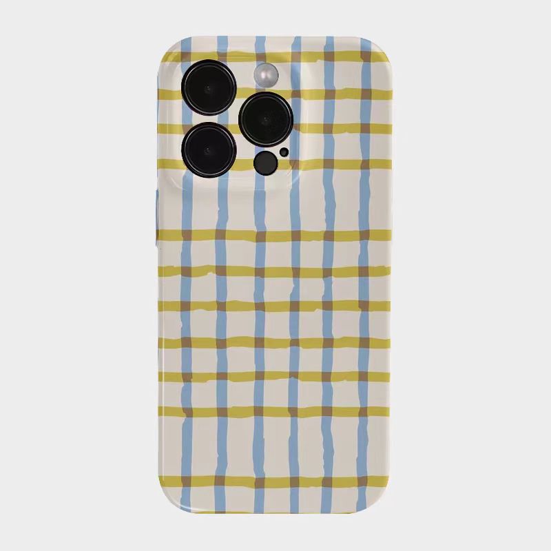 Shockproof Film material Plaid pattern soft Phone Case for iPhone 16/15/14/13