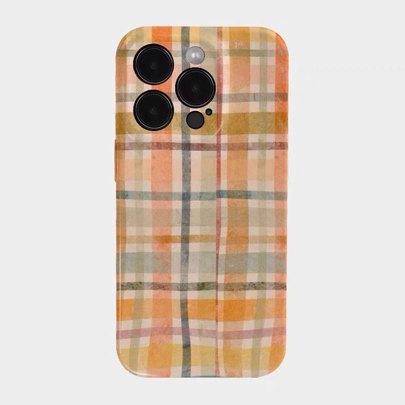Shockproof Film material Plaid pattern soft Phone Case for iPhone 16/15/14/13