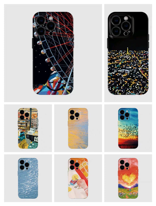 Shockproof oil painting style soft Phone Case for iPhone 16/15/14