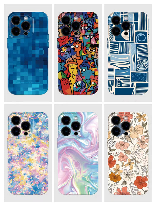 Shockproof Abstract pattern soft Phone Case for iPhone 16/15/14/13