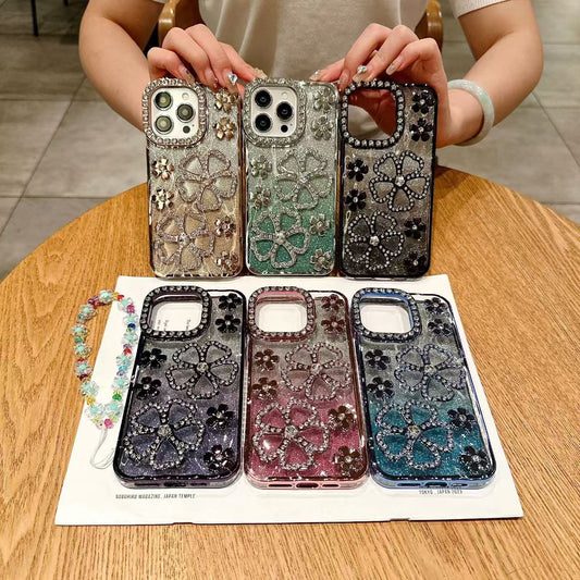Shockproof TPU material shining diamond transparent soft phone case for iPhone 16/15/14/13