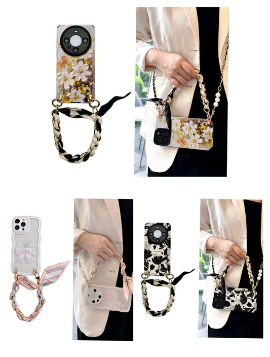 Shockproof Scarves Phone Chain Crossbody long chain Phone Case for iPhone 16/15/14/13