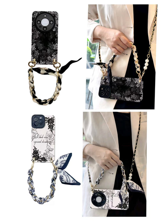 Shockproof Scarves Phone Chain Crossbody long chain Phone Case for iPhone 16/15/14/13