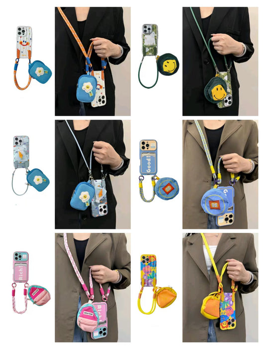 Shockproof Phone Chain Crossbody long chain with small bag Phone Case for iPhone 16/15/14