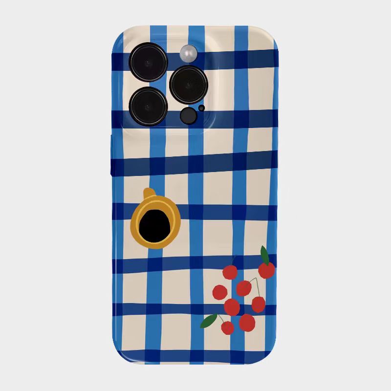 Shockproof Film material Plaid pattern soft Phone Case for iPhone 16/15/14/13
